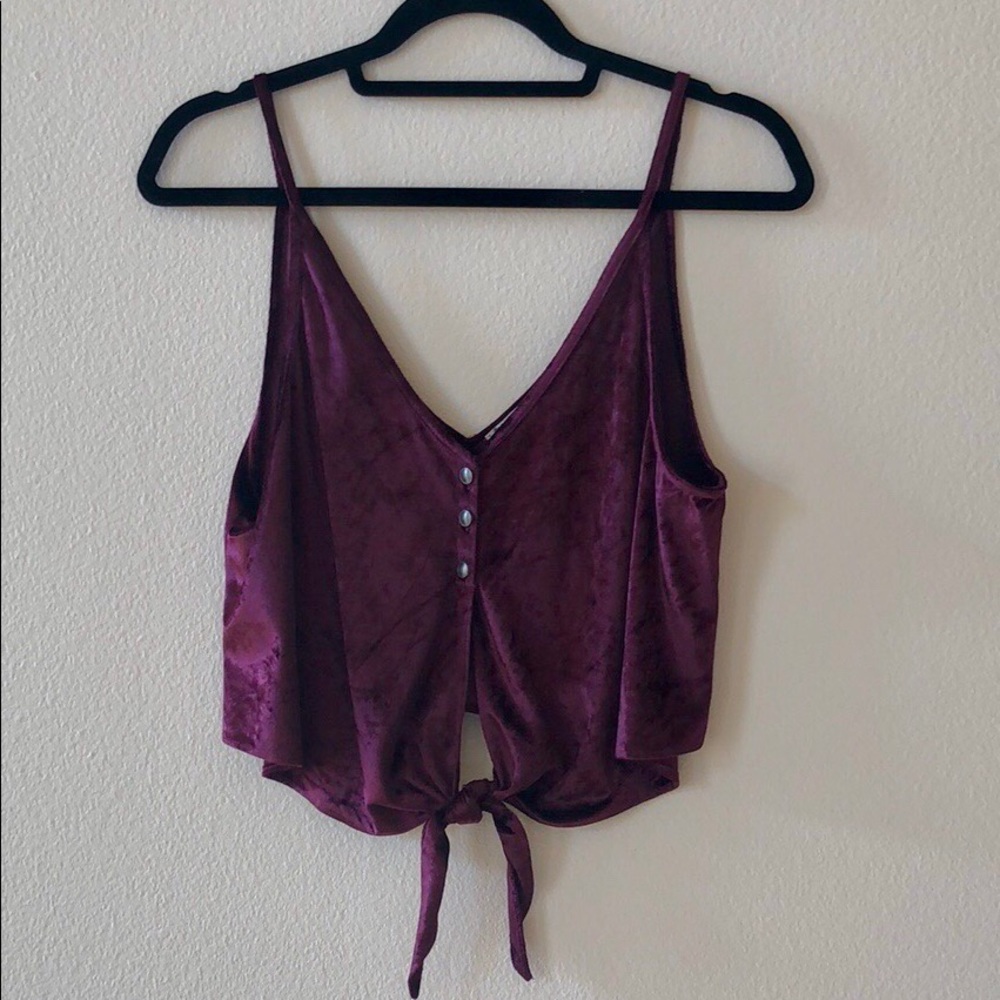 Free People Purple Tie-Front Top